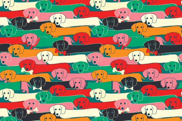 Colored Dogs Pattern II by Show Me Mars wall art