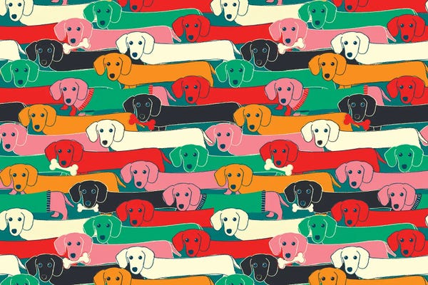 Dopamine Decor: Colored Dogs Pattern II by Show Me Mars