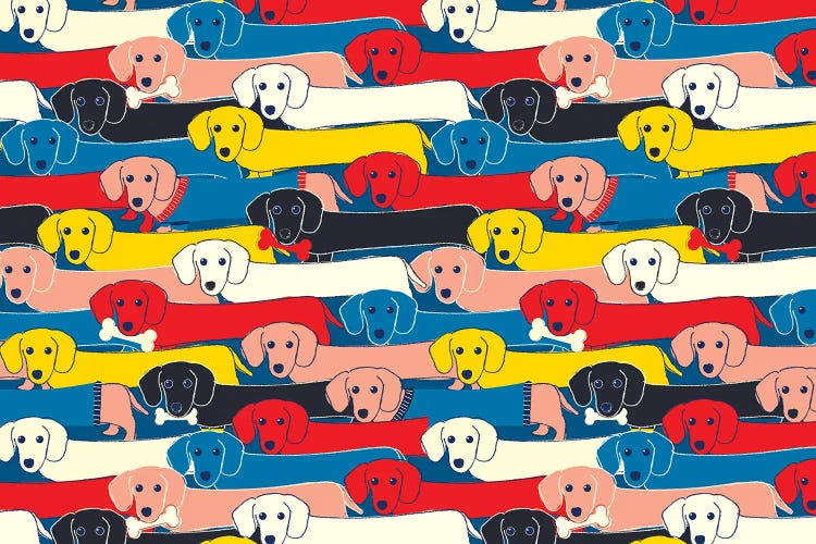 Colored Dogs Pattern by Show Me Mars wall art