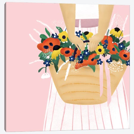 Basket Of Flowers Canvas Print #SMM3} by Show Me Mars Canvas Wall Art