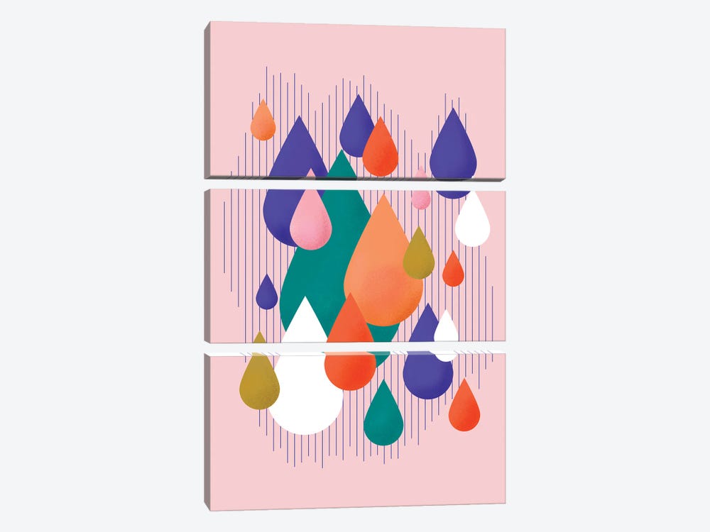 Colorful Rain Drops by Show Me Mars 3-piece Canvas Print