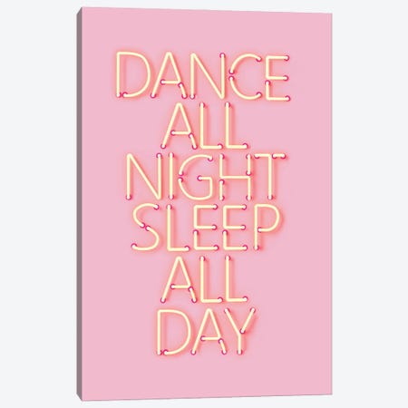Dance All Night Pink Neon Canvas Print #SMM44} by Show Me Mars Canvas Wall Art