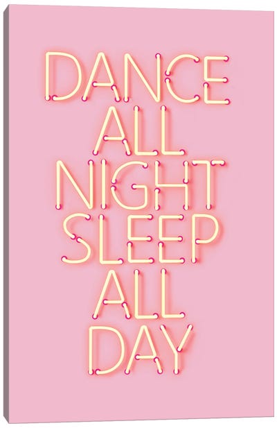 Dance All Night Pink Neon Canvas Art Print - Show Me Mars