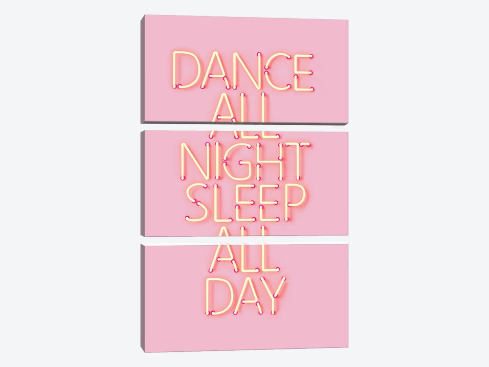Dance All Night Pink Neon by Show Me Mars 3-piece Canvas Artwork