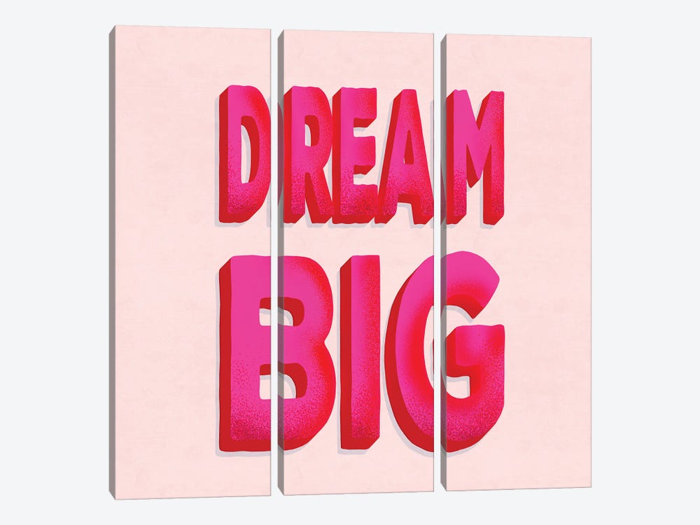 Dream Big In Pink by Show Me Mars 3-piece Canvas Art