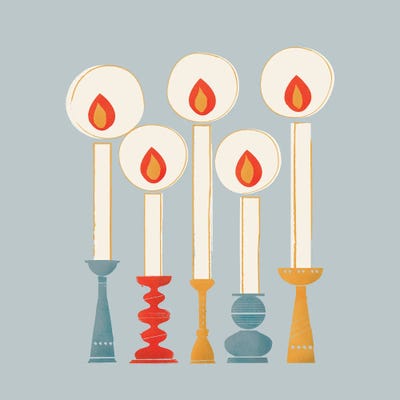 Festive Candles I by Show Me Mars metal wall art