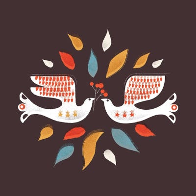 Festives Doves II by Show Me Mars framed wall art