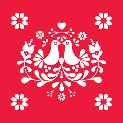 Festives Folk Birds by Show Me Mars metal wall art