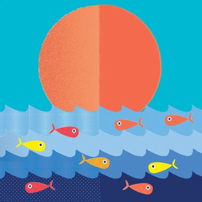 Fish Fishing For Friends by Show Me Mars metal wall art