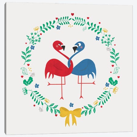 Flamingos In Love Canvas Print #SMM68} by Show Me Mars Canvas Print