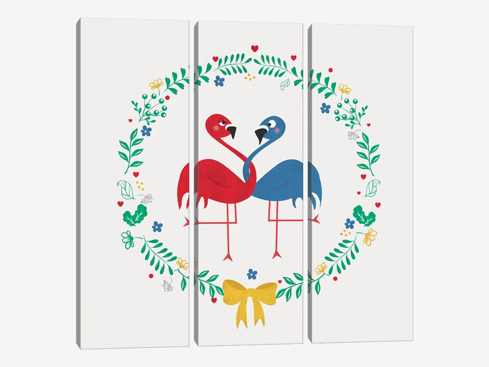 Flamingos In Love by Show Me Mars 3-piece Canvas Artwork