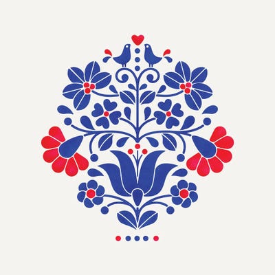 Folk Flowers Motif by Show Me Mars metal wall art