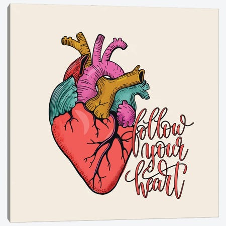 Follow Your Heart Canvas Print #SMM71} by Show Me Mars Canvas Wall Art