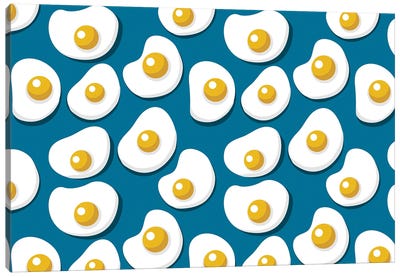 Fried Eggs Pattern Canvas Art Print - Dopamine Decor