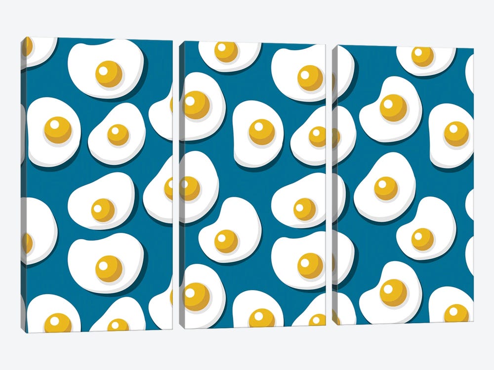 Fried Eggs Pattern by Show Me Mars 3-piece Canvas Print