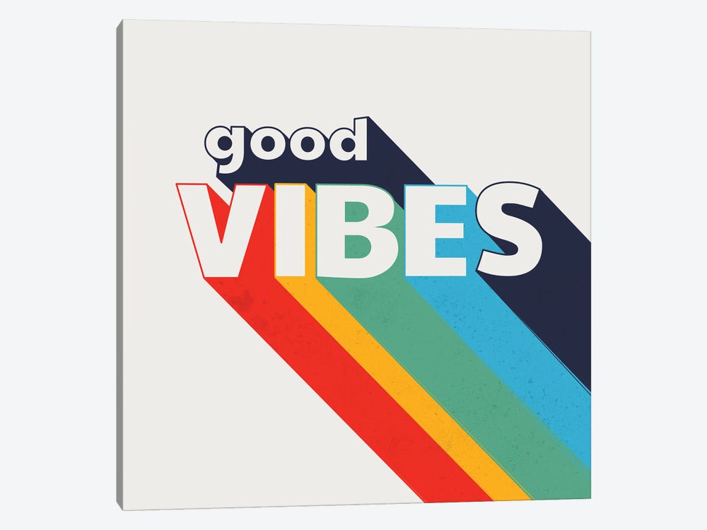 Good Vibes Typography by Show Me Mars 1-piece Canvas Art Print