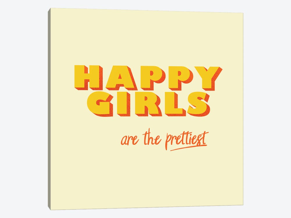 Happy Girlstypography by Show Me Mars 1-piece Canvas Print