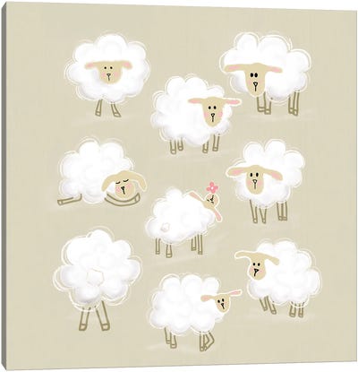 Herd Of Sheep Canvas Art Print - Sheep Art