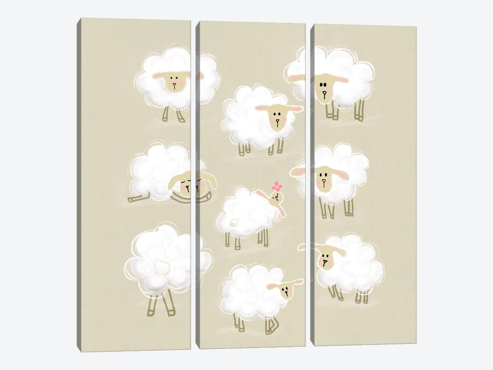 Herd Of Sheep by Show Me Mars 3-piece Canvas Art Print