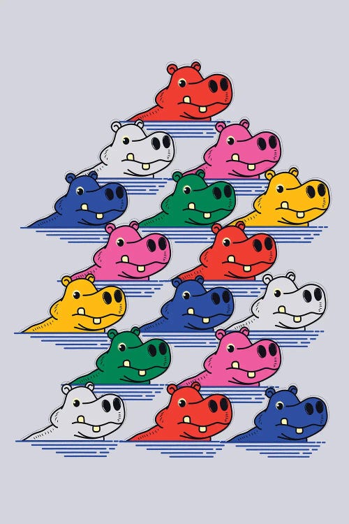 Hippo Family II by Show Me Mars wall art