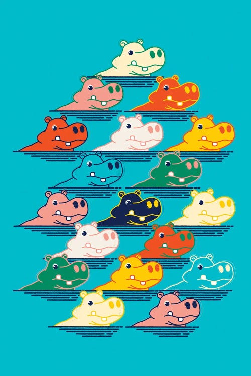 Hippo Family by Show Me Mars wall art