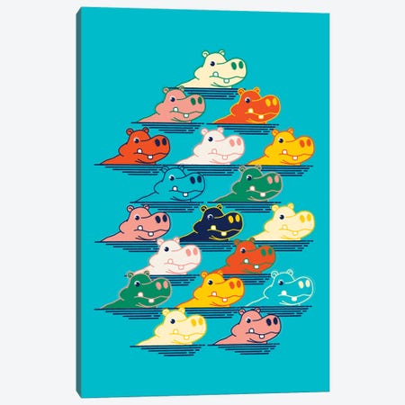 Hippo Family Canvas Print #SMM96} by Show Me Mars Canvas Print