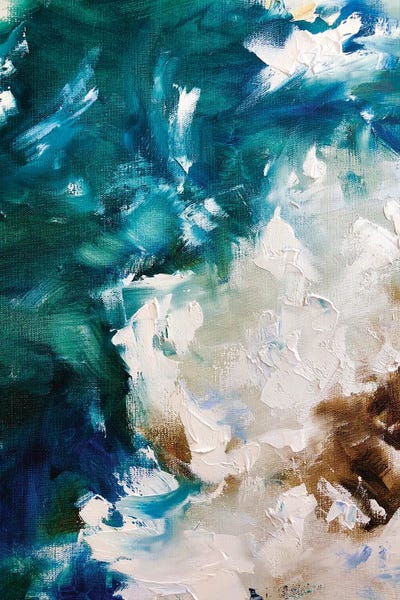 Teal Abstract Art: Dance In Misty Flowers by Marina Skromova