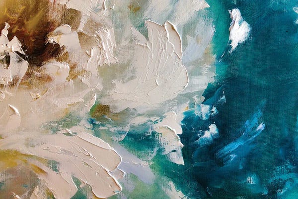 Teal Abstract Art: Heavenly Waves by Marina Skromova