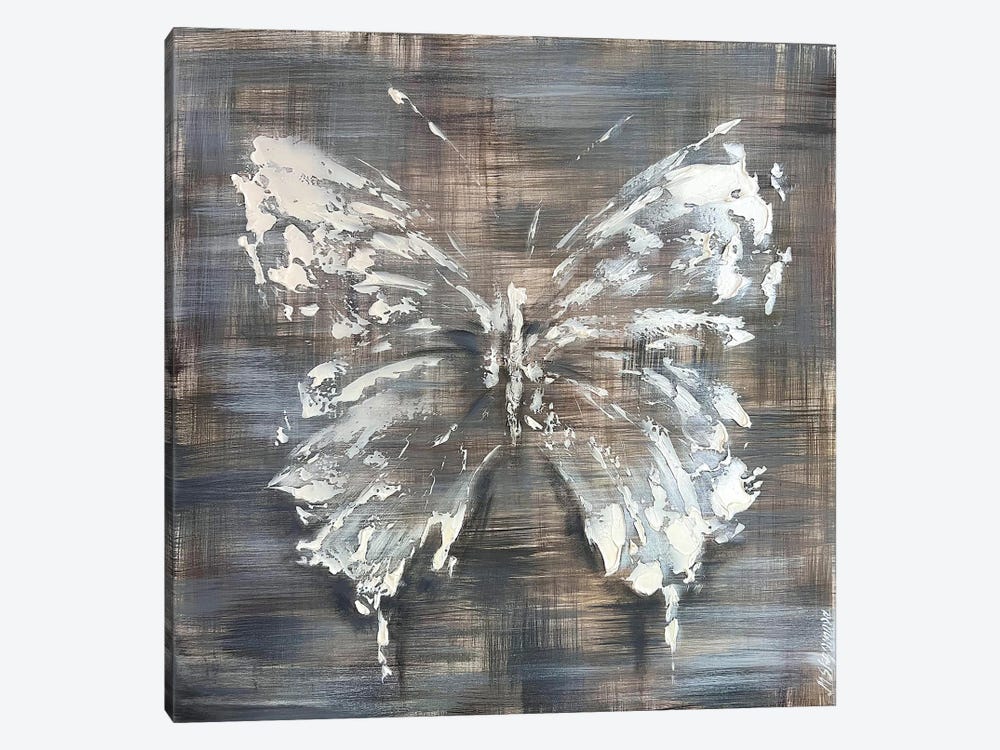 Silver Mother-Of-Pearl Butterfly by Marina Skromova 1-piece Canvas Wall Art