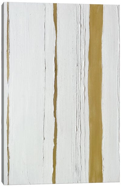 Golden Lines On White Canvas Art Print - Marina Skromova