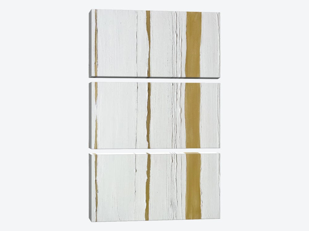 Golden Lines On White by Marina Skromova 3-piece Canvas Art