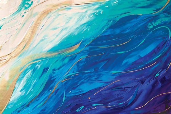 Teal Abstract Art: Beyond The Ocean by Marina Skromova
