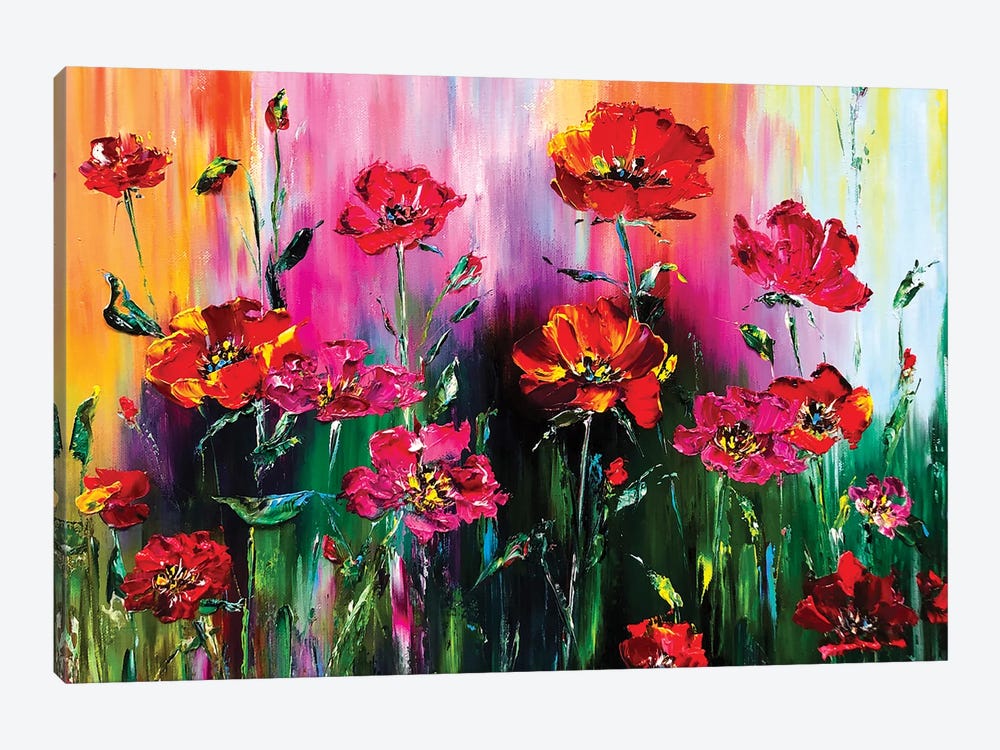 Red Flower Meadow III by Marina Skromova 1-piece Canvas Print