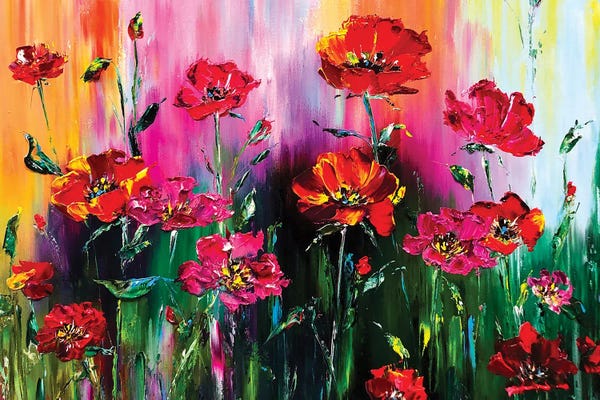 Fields, Grasslands & Meadows: Red Flower Meadow III by Marina Skromova