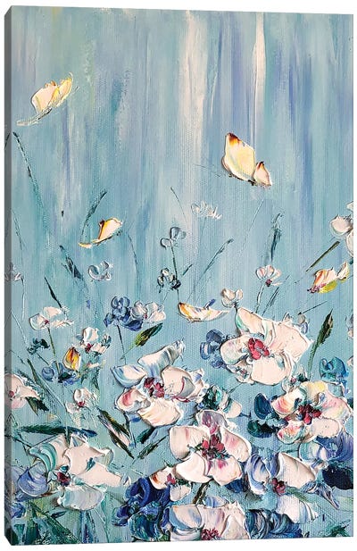 White Flower Meadow Canvas Art Print - Daisy Art