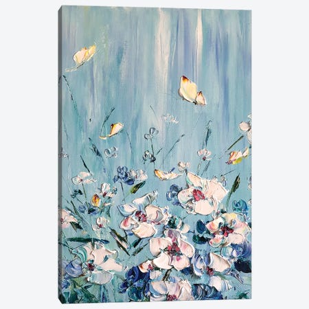 White Flower Meadow Canvas Print #SMV344} by Marina Skromova Canvas Wall Art