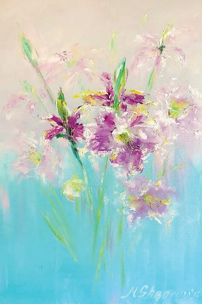Irises: Turquoise Art VIII by Marina Skromova