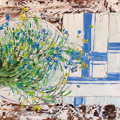 Flowers On A Plate by Marina Skromova canvas print