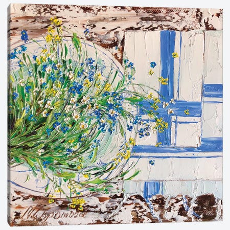 Flowers On A Plate Canvas Print #SMV414} by Marina Skromova Canvas Artwork