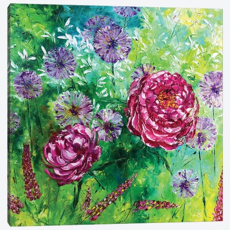 Pink Garden Flowers Canvas Print #SMV437} by Marina Skromova Canvas Wall Art