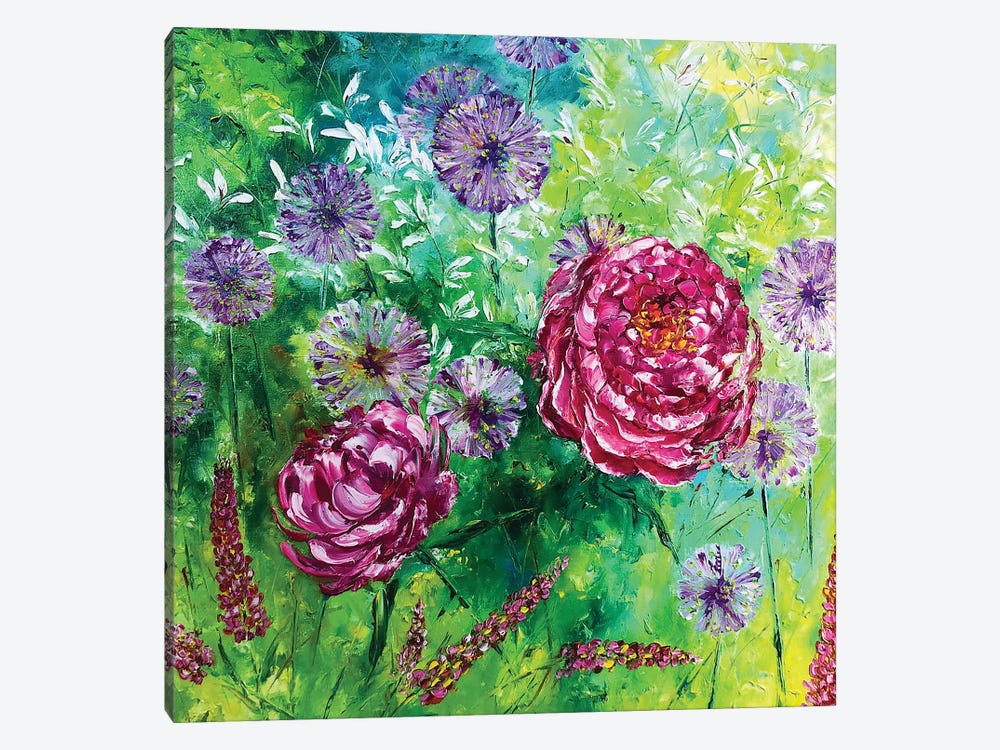 Pink Garden Flowers by Marina Skromova 1-piece Canvas Print