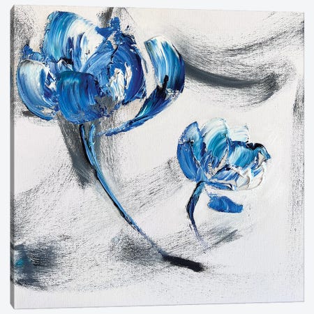 Blue Peonies Canvas Print #SMV465} by Marina Skromova Canvas Print