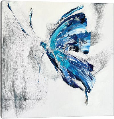 Blue Butterflies In The Meadow Canvas Art Print - Marina Skromova