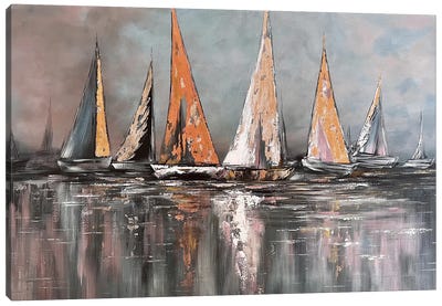 Sailboats On The Sea Canvas Art Print - Marina Skromova