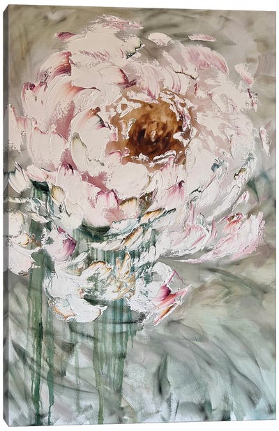 White Interior Peony Canvas Art Print - Marina Skromova