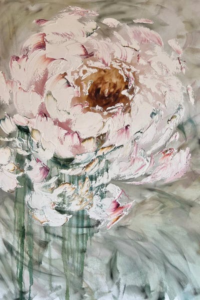 Peonies: White Interior Peony by Marina Skromova