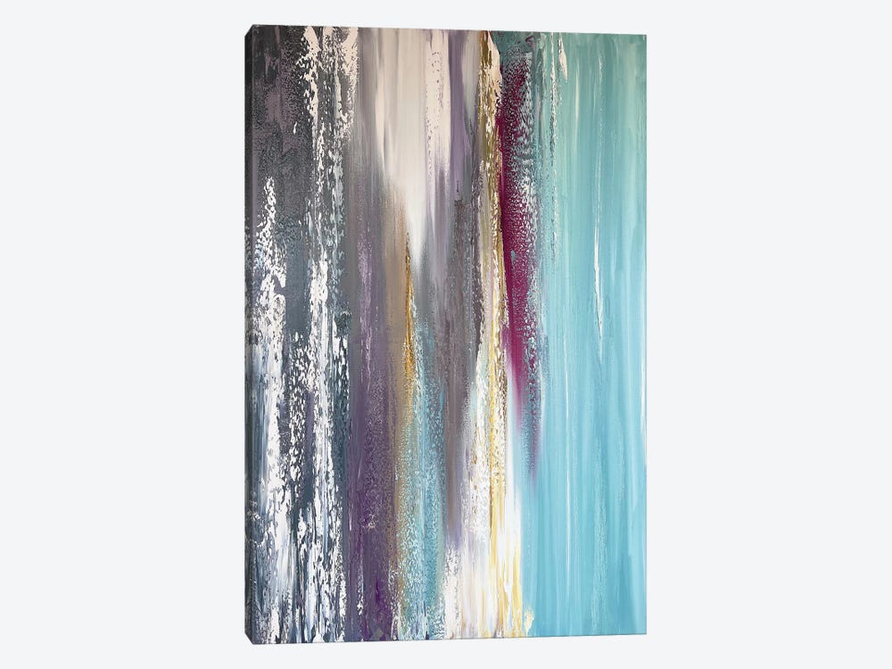 Turquoise Gray Abstract by Marina Skromova 1-piece Canvas Artwork