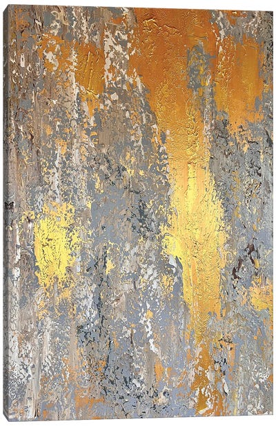 Golden Gray Abstract Canvas Art Print - Marina Skromova