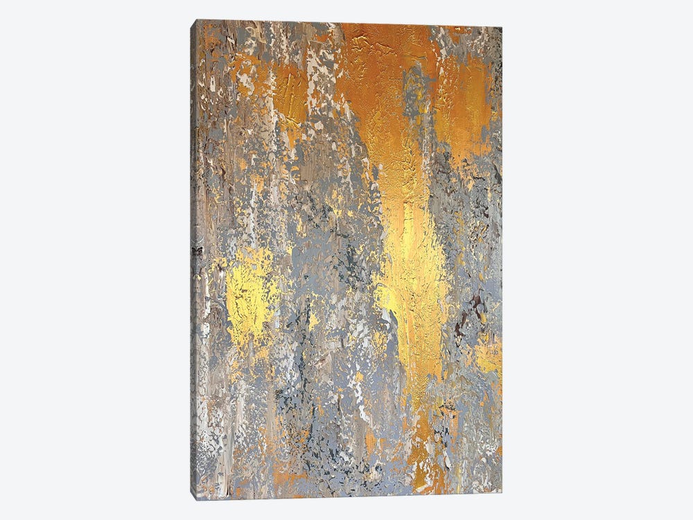 Golden Gray Abstract by Marina Skromova 1-piece Canvas Wall Art