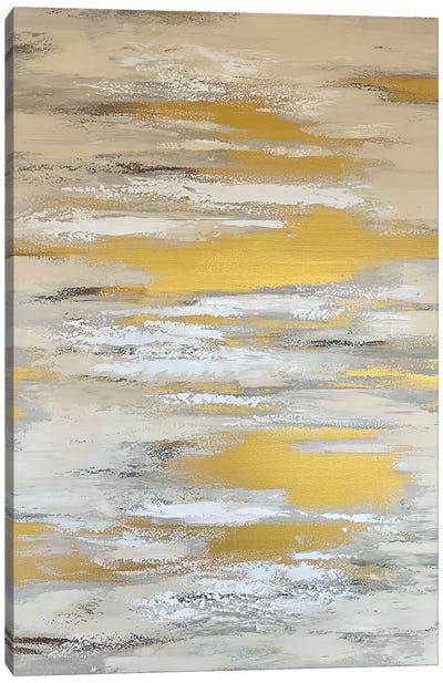 Golden Beige Abstract Canvas Art Print - Tan Art
